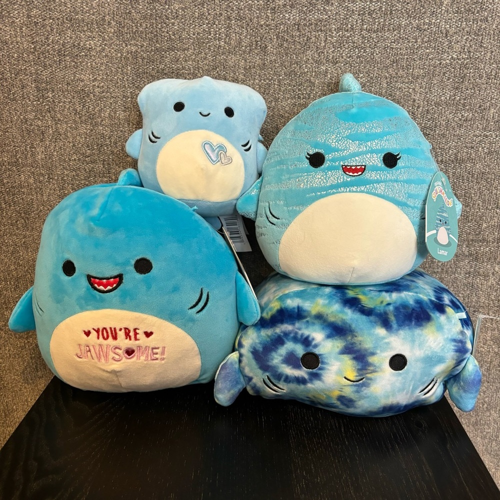 Shark Squishmallow Bundle: Rey, Luther, Nitro, Lamar